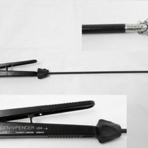 A black hair straightener is shown with different types of attachments.