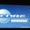 A computer screen with the core logo on it.