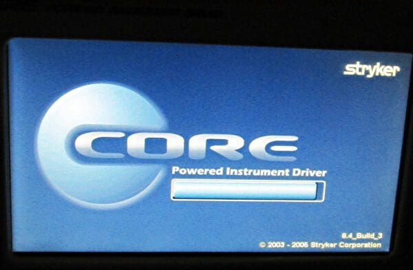 A computer screen with the core logo on it.