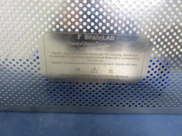 A close up of the label on a metal box