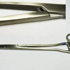 A pair of surgical scissors and a pair of scissors.