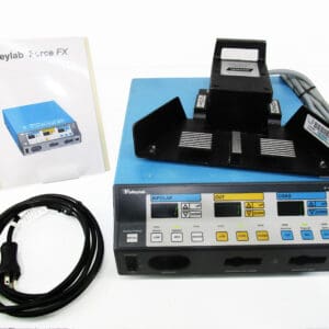 Medical device with manual and power cable.