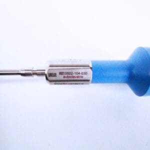 Medical instrument with blue tip, autoclavable.