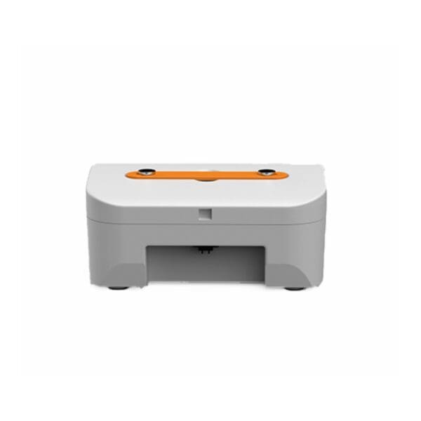 White and orange portable printer.