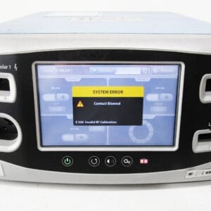 Medical device displaying system error message.